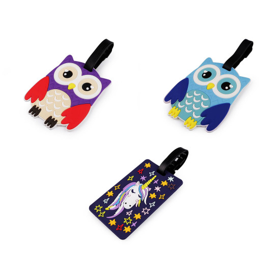 Etichetă nume / etichetă pentru bagaje bufniță, unicorn - Violet (6 Bucăți) Etichetă nume / etichetă pentru bagaje bufniță, unicorn - Violet (6 Bucăți)