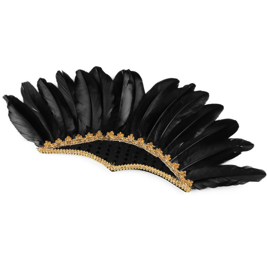 Bentita de carnaval cu pene - Albastru cobalt (1 Bucată)