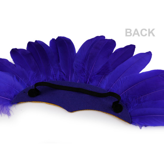 Bentita de carnaval cu pene - Albastru cobalt (1 Bucată)