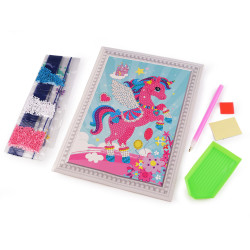 Pictura cu diamant, set creativ 17,5x23,5 cm - Roz (1 Set)