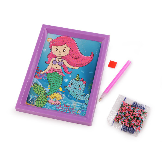 Pictura cu diamant cu rama, set creativ - Culoare aleatorie (1 Set)