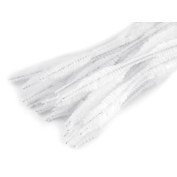 Sârme de modelare plușate ø5-10 mm, lungime 30 cm - Alb (100 Bucăți)