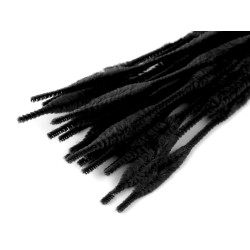 Sârme de modelare plușate ø5-10 mm, lungime 30 cm - Negru (100 Bucăți)