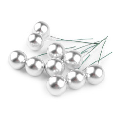 Bobițe decorative artificiale pe sârmă ø2 cm - Argintiu (10 Bucăți)