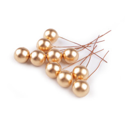 Bobițe decorative artificiale pe sârmă ø1,5 cm - Auriu (10 Bucăți)