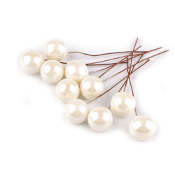 Bobițe decorative artificiale pe sârmă ø1,5 cm - Crem deschis (10 Bucăți)