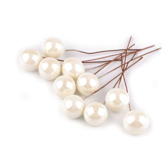 Bobițe decorative artificiale pe sârmă ø1,5 cm - Roșu (10 Bucăți)