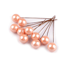 Bobițe decorative artificiale pe sârmă ø1,5 cm - Roz somon deschis (10 Bucăți)