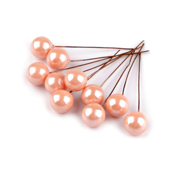 Bobițe decorative artificiale pe sârmă ø1,5 cm - Roșu (10 Bucăți)