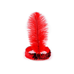 Bentita de carnaval retro cu paiete si pene - Roșu (1 Bucată)