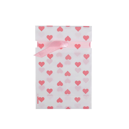 Saculet cu panglica 15x23 cm - Roz (5 Bucăți)