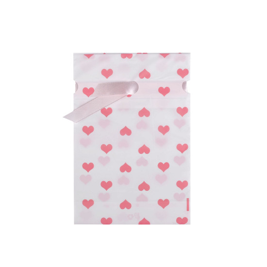 Saculet cu panglica 15x23 cm - Roz (5 Bucăți)