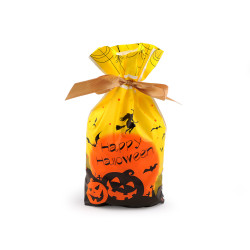 Punga cu panglică din satin halloween 15x22,5 cm - Galben (20 Bucăți)