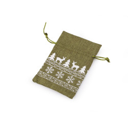 Săculeț cadouri, imitație iută10x15 cm - Verde (1 Bucată)