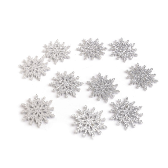 Fulgi de zăpadă din pâslă cu sclipici ø40 mm - Argintiu (90 Bucăți) Fulgi de zăpadă din pâslă cu sclipici ø40 mm - Argintiu (90 Bucăți)