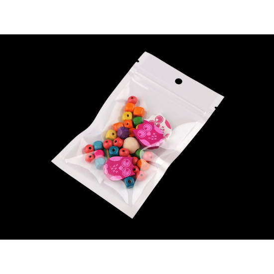 Saculeț din celofan cu fermoar 8x13 cm - Alb (300 Bucăți) Saculeț din celofan cu fermoar 8x13 cm - Alb (300 Bucăți)
