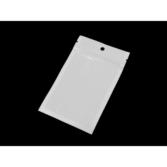 Saculeț din celofan cu fermoar 8x13 cm - Alb (300 Bucăți) Saculeț din celofan cu fermoar 8x13 cm - Alb (300 Bucăți)