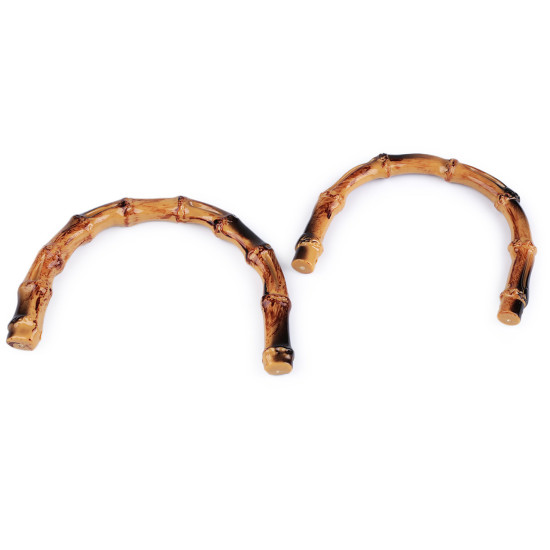 Mânere din plastic pentru genți imitație de bambus - Natural mediu (1 Bucată) Mânere din plastic pentru genți imitație de bambus - Natural mediu (1 Bucată)