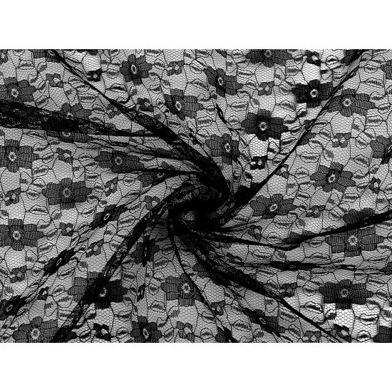 Dantela nailon metraj - Negru (1 Metru) Dantela nailon metraj - Negru (1 Metru)