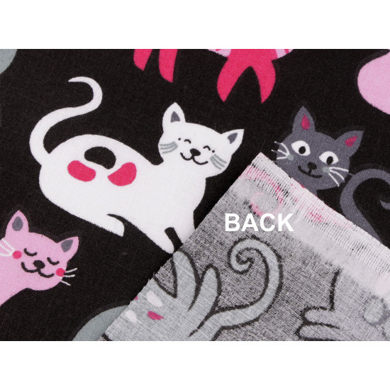 Țesătură de bumbac / pânză  pisicuțe - Negru (10 Metri)