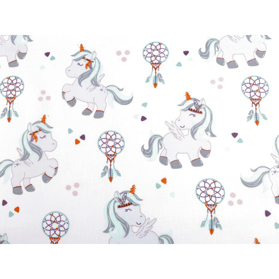 Țesătură / pânză din bumbac unicorn - Verde mentă (1 Metru)