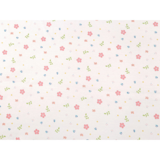 Tricot din bumbac cu flori - Off white (1 Metru)
