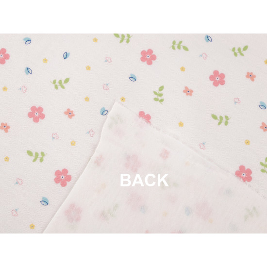 Tricot din bumbac cu flori - Off white (1 Metru)