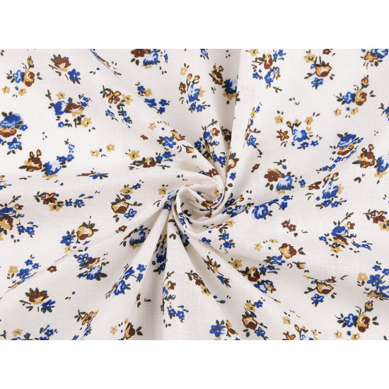 Țesătură de bumbac / pânză cu flori mici - Albastru delta (10 Metri) Țesătură de bumbac / pânză cu flori mici - Albastru delta (10 Metri)