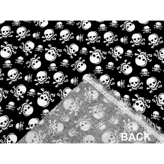 Țesătură din bumbac cu cranii - Negru (10 Metri)