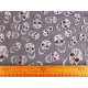 Organza halloween / cranii cu sclipici - Negru (1 Metru)