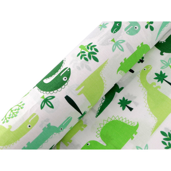 Țesătură de bumbac/pânză dinozaur - Verde (1 Metru)