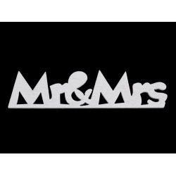 Eticheta de nunta din lemn mr&mrs - Alb (12 Bucăți)