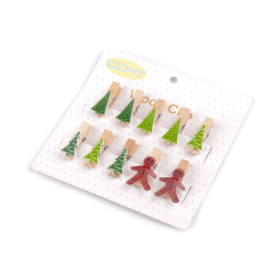 Clești decorativi de crăciun, braduț, turta dulce mix - Mix (30 Bucăți) Clești decorativi de crăciun, braduț, turta dulce mix - Mix (30 Bucăți)