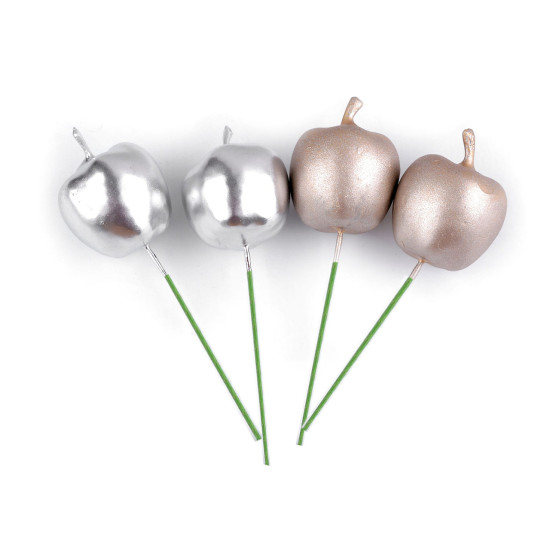 Künstliche äpfel am draht metallisch - Silber (10 Stücke) Künstliche äpfel am draht metallisch - Silber (10 Stücke)