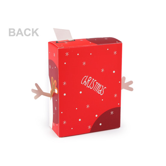Cutie cadou cu fereastra, om de zapada, copac - Roșu (12 Bucăți)