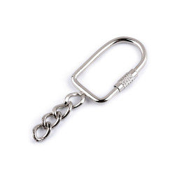 Carabină metalică extensibilă cu siguranță și lanț 17 mm - Nichel (1 Bucată)