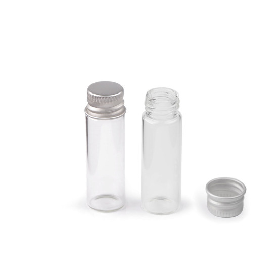 Flacon de sticlă cu capac 16x50 mm - Transparent (12 Bucăți) Flacon de sticlă cu capac 16x50 mm - Transparent (12 Bucăți)