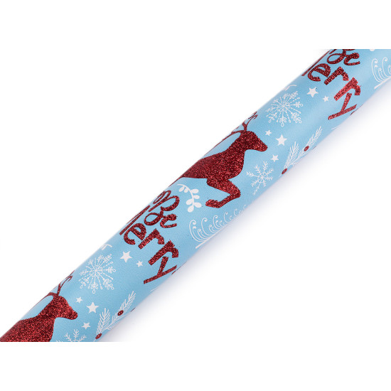 Hârtie de împachetat de crăciun cu sclipici 0,7x2 m - Turcoaz marin (1 Bucată)