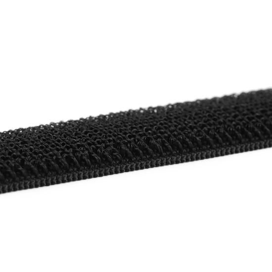 Velcro pluș elastic, lățime 26 mm - Negru (1 Metru)
