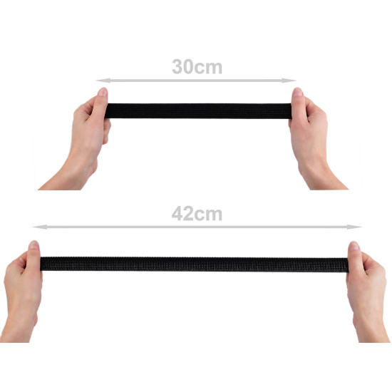 Velcro pluș elastic, lățime 26 mm - Negru (1 Metru)