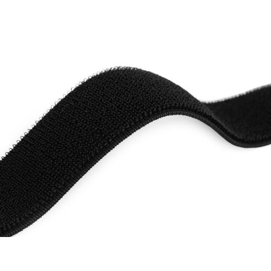 Velcro pluș elastic, lățime 39 mm - Negru (1 Metru)