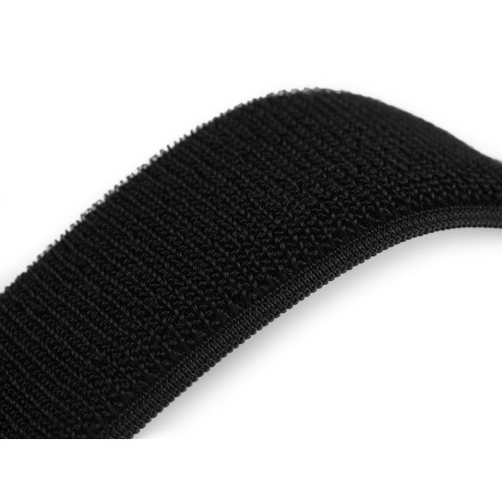 Velcro pluș elastic, lățime 50 mm - Negru (1 Metru)
