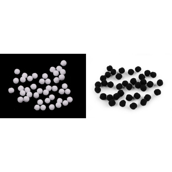 Pompon mini ø8 mm - Negru (500 Bucăți) Pompon mini ø8 mm - Negru (500 Bucăți)