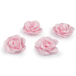 Trandafir satinat pentru coasere si lipire ø5 cm - Roz deschis (10 Bucăți)
