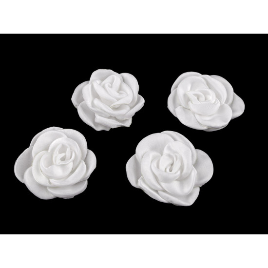 Trandafir satinat pentru coasere si lipire ø5 cm - Alb (50 Bucăți) Trandafir satinat pentru coasere si lipire ø5 cm - Alb (50 Bucăți)