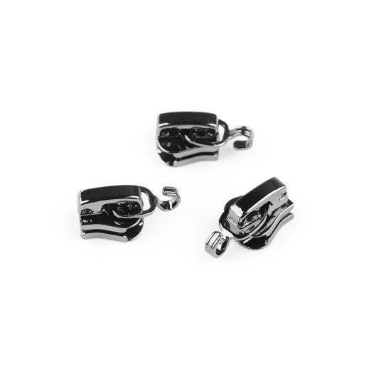 Cursor pentru fermoare plastic no 3 cu cârlig pentru pandantiv - Nichel (100 Bucăți)