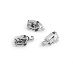 Cursor pentru fermoare plastic no 3 cu cârlig pentru pandantiv - Nichel (10 Bucăți)