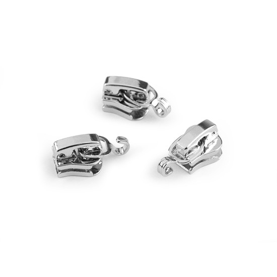 Cursor pentru fermoare plastic no 3 cu cârlig pentru pandantiv - Nichel (100 Bucăți)