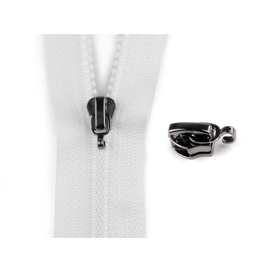 Cursor pentru fermoare plastic no 3 cu cârlig pentru pandantiv - Nichel (100 Bucăți)