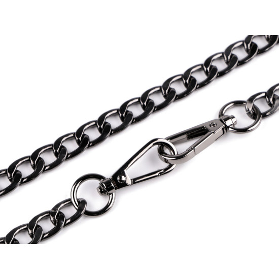 Lant plat pentru genti de mana cu carabina, lungime 113 cm - Nichel negru (1 Bucată) Lant plat pentru genti de mana cu carabina, lungime 113 cm - Nichel negru (1 Bucată)